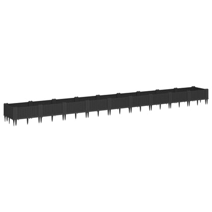 Fioriera da Giardino con Picchetti Nera 362,5x42,5x28,5 cm PP - homemem39