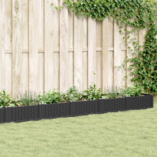Fioriera da Giardino con Picchetti Nera 362,5x42,5x28,5 cm PP - homemem39