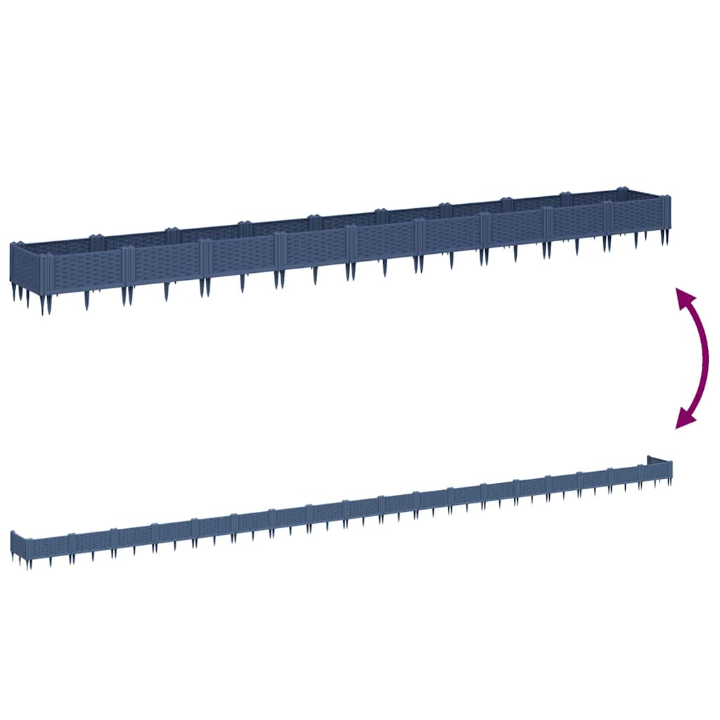 Fioriera Giardino Picchetti Grigio Blu 362,5x42,5x28,5 cm PP - homemem39