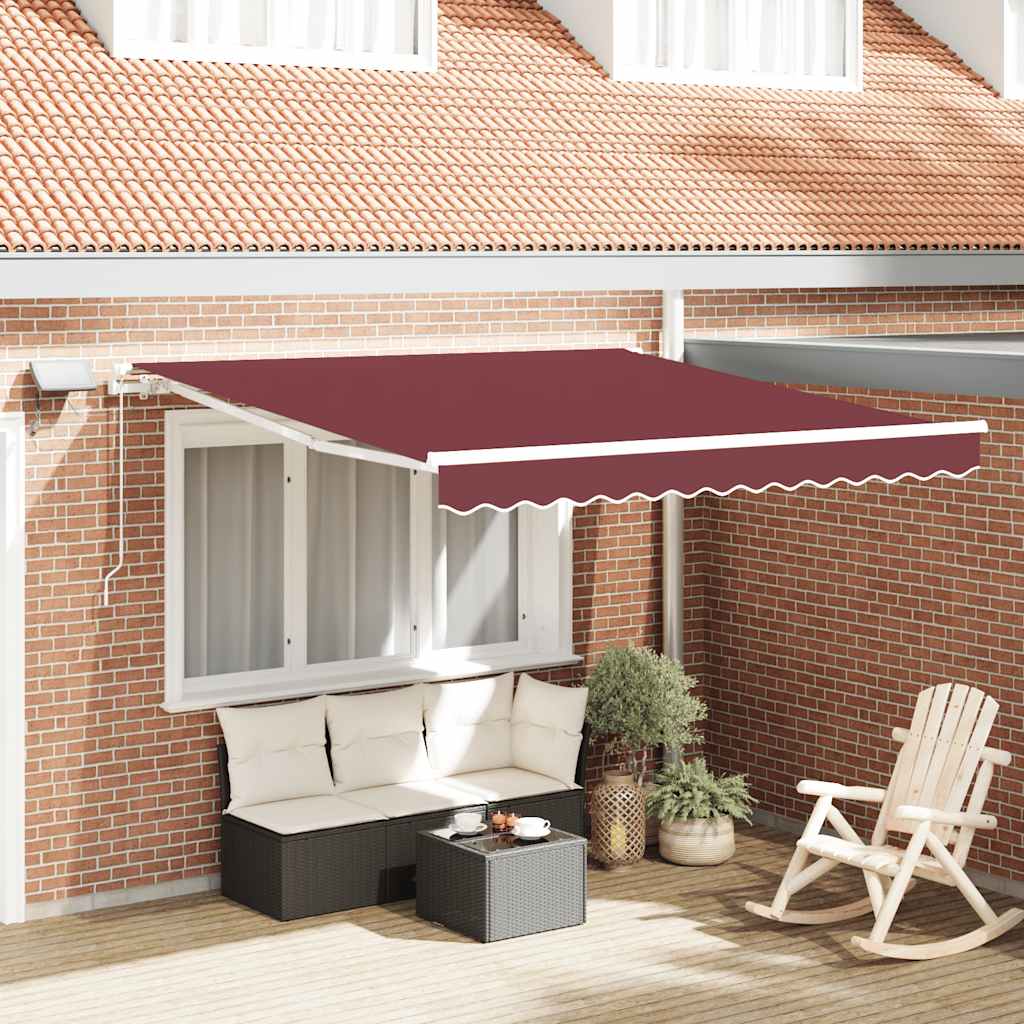 Tenda da Sole Retrattile Manuale con LED Bordò 300x250 cm