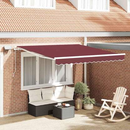Tenda da Sole Retrattile Manuale con LED Bordò 300x250 cm