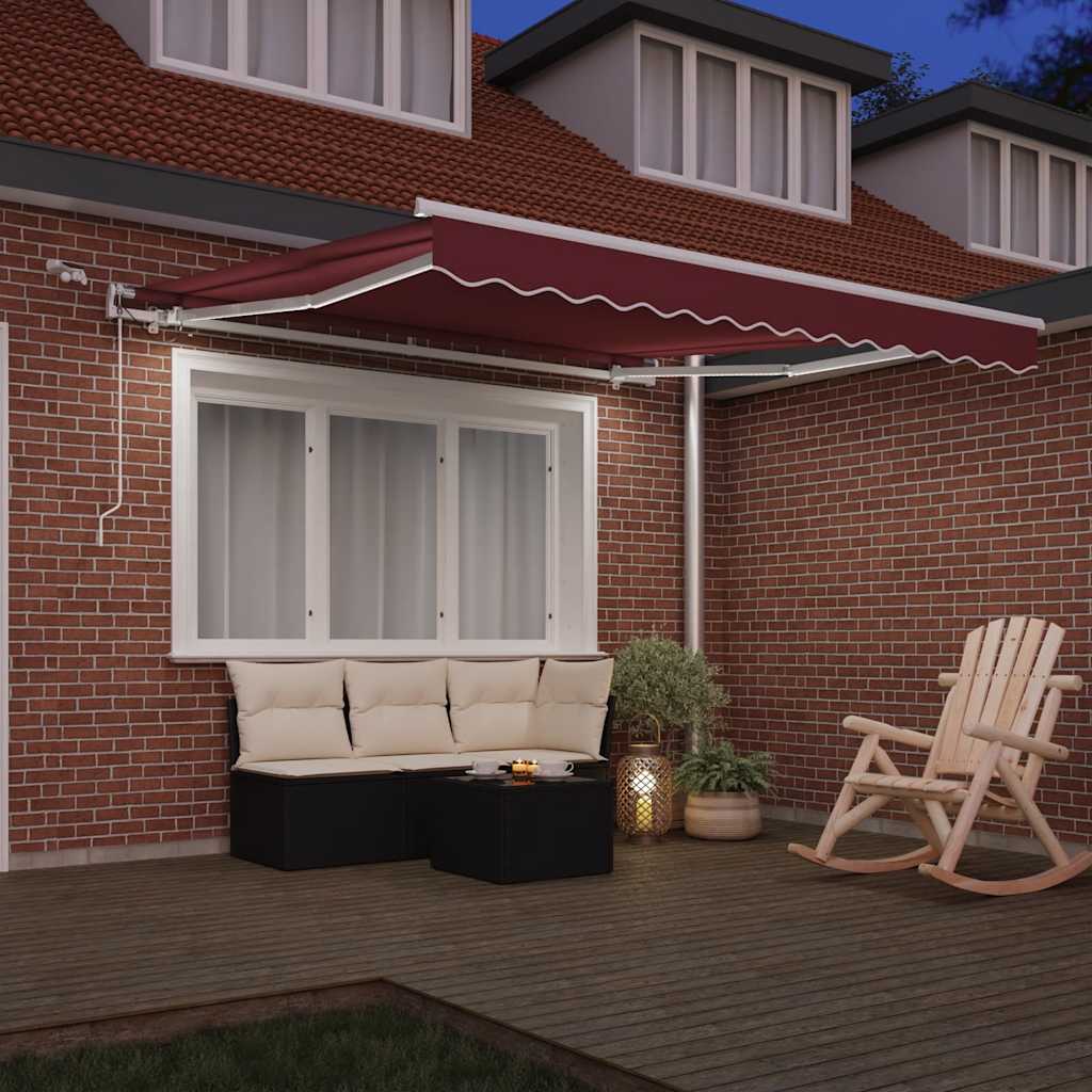 Tenda da Sole Retrattile Automatica con LED Bordò 300x250 cm | homemem39