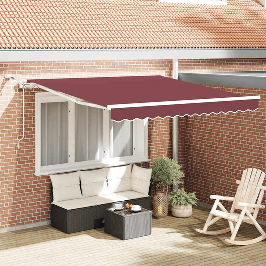 Tenda da Sole Retrattile Automatica con LED Bordò 300x250 cm | homemem39