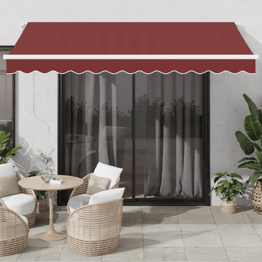 Tenda da Sole Retrattile Manuale con LED Bordò 350x250 cm | homemem39