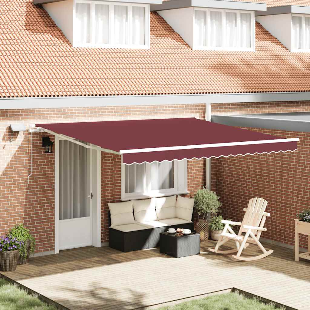 Tenda da Sole Retrattile Manuale con LED Bordò 400x300 cm