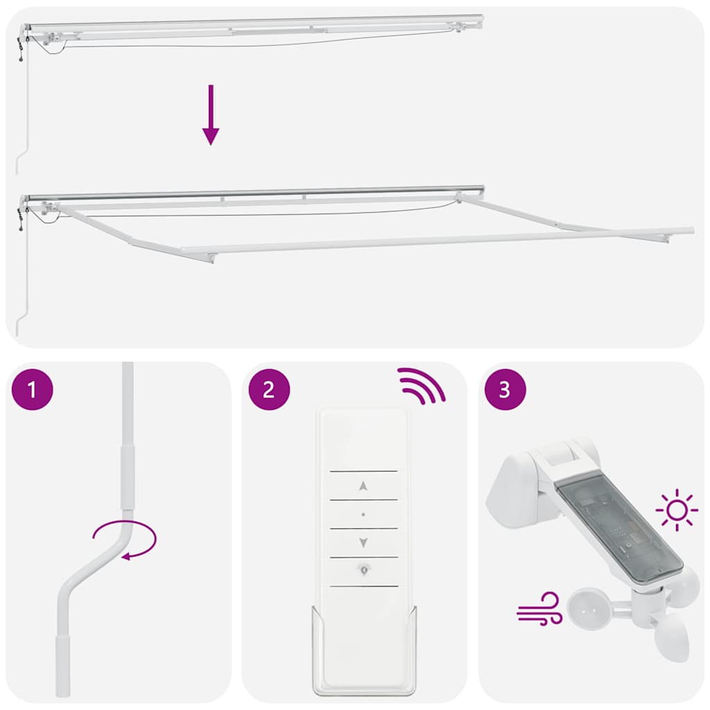 Tenda da Sole Retrattile Automatica con LED Bordò 400x300 cm | homemem39