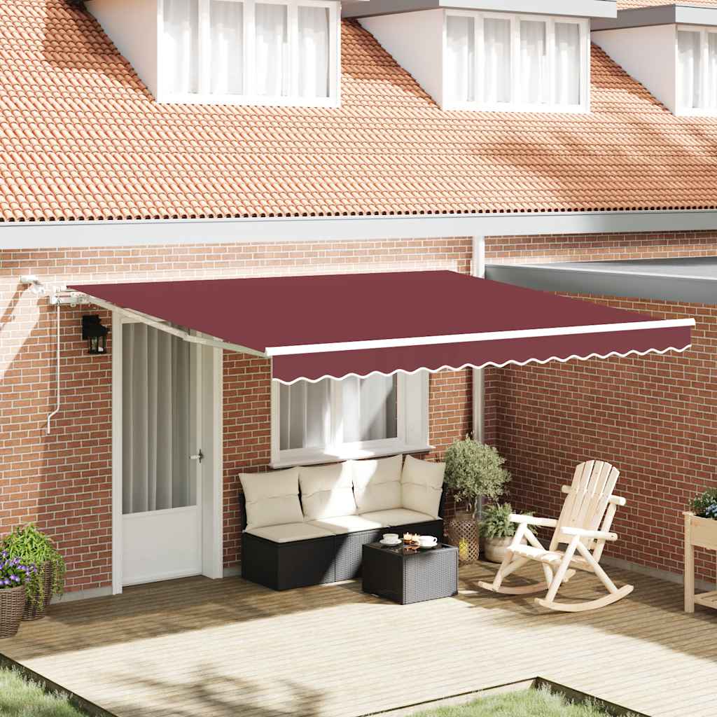 Tenda da Sole Retrattile Automatica con LED Bordò 400x300 cm | homemem39
