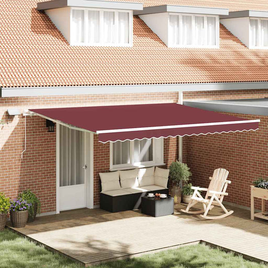 Tenda da Sole Retrattile Manuale con LED Bordò 450x300 cm | homemem39