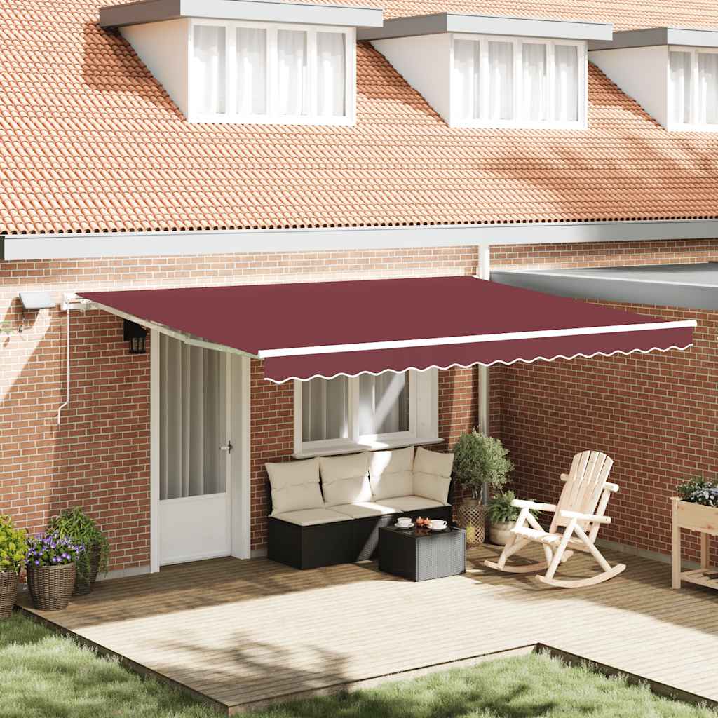Tenda da Sole Retrattile Manuale con LED Bordò 450x300 cm