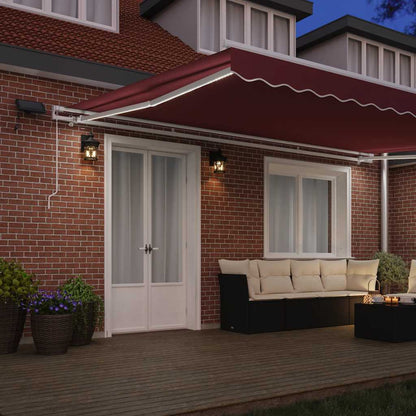 Tenda da Sole Retrattile Manuale con LED Bordò 500x300 cm | homemem39