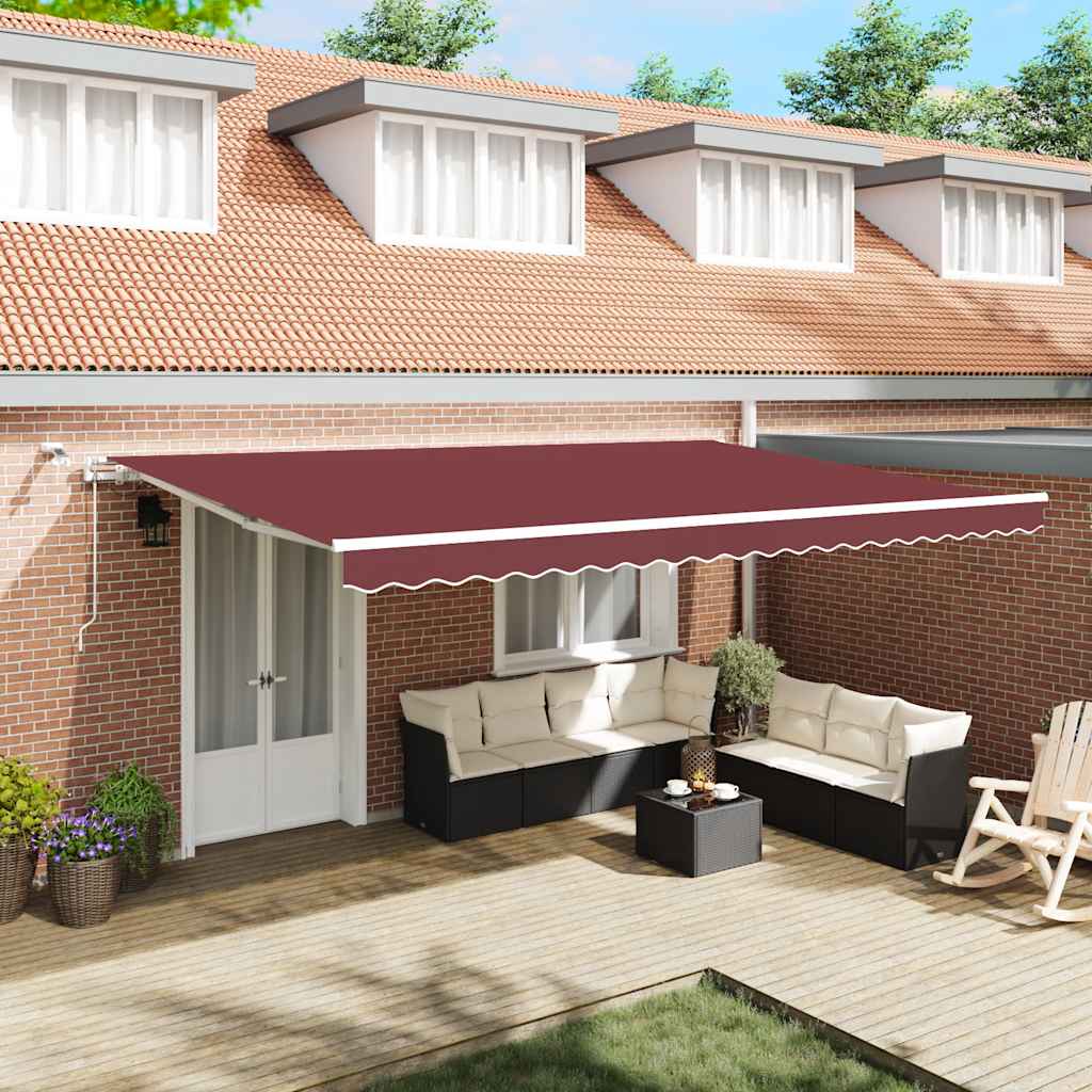Tenda da Sole Retrattile Automatica con LED Bordò 500x300 cm | homemem39