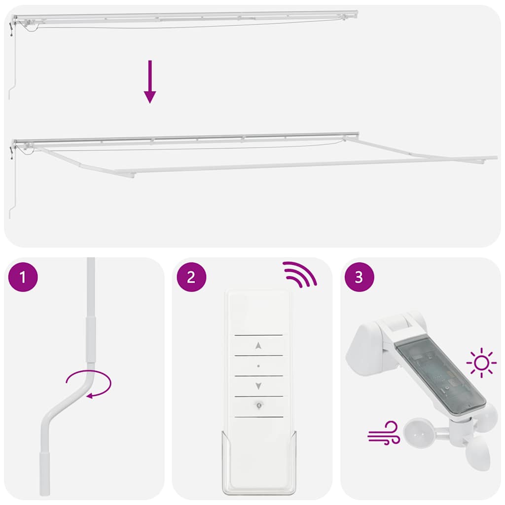 Tenda da Sole Retrattile Automatica con LED Bordò 600x300 cm | homemem39
