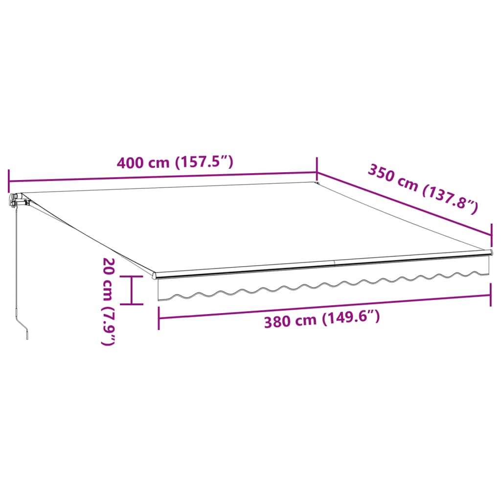 Tenda da Sole Retrattile Manuale con LED Bordò 400x350 cm - homemem39