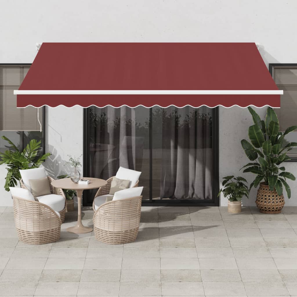 Tenda da Sole Retrattile Manuale con LED Bordò 400x350 cm - homemem39