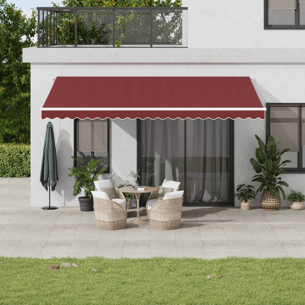 Tenda da Sole Retrattile Manuale con LED Bordò 500x350 cm | homemem39