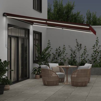 Tenda da Sole Retrattile Manuale con LED Bordò 400x350 cm | homemem39