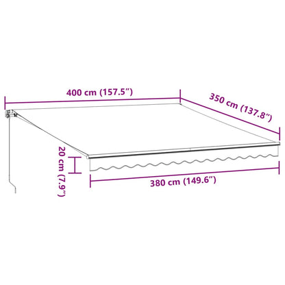 Tenda da Sole Retrattile Manuale con LED Bordò 400x350 cm | homemem39
