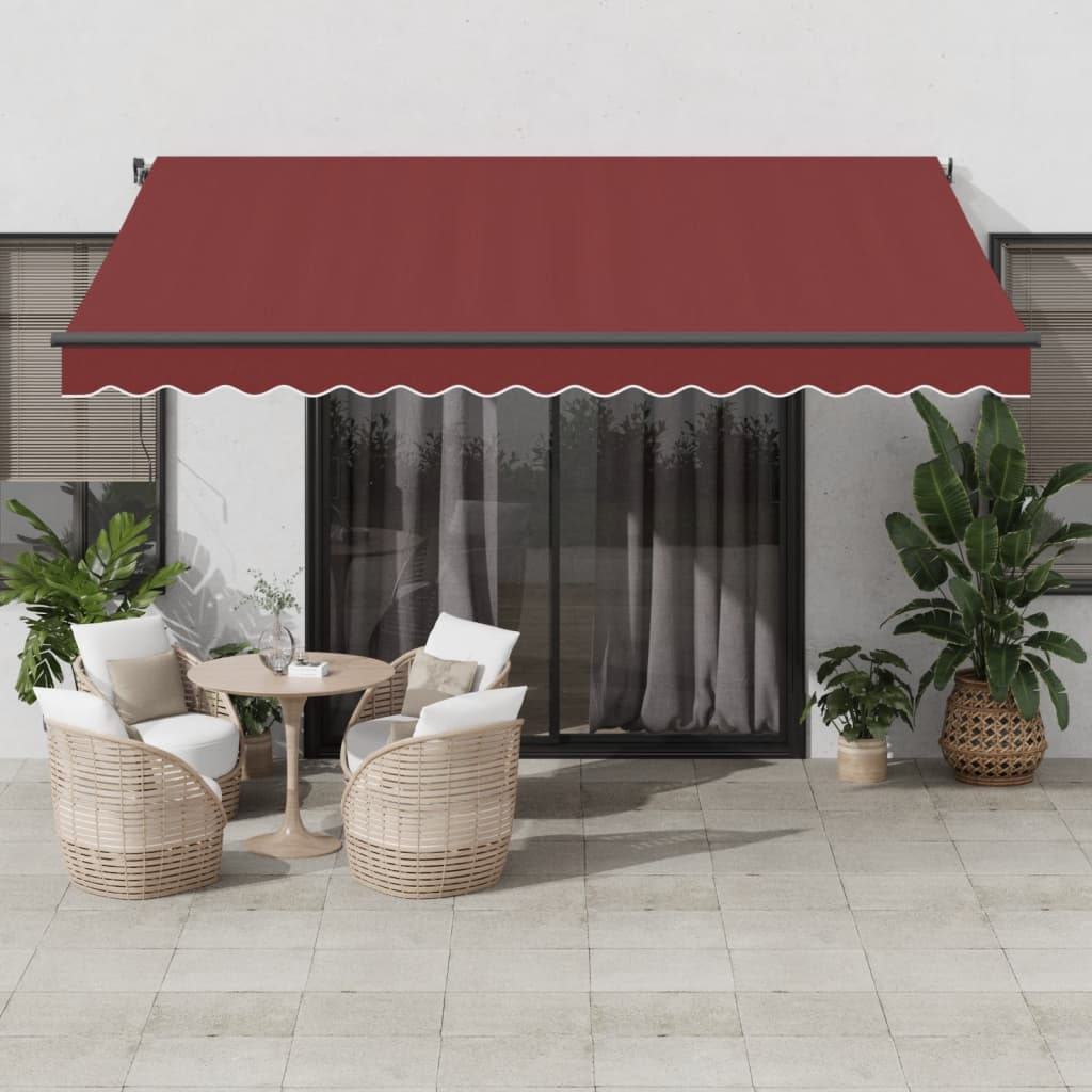 Tenda da Sole Retrattile Manuale con LED Bordò 400x350 cm | homemem39