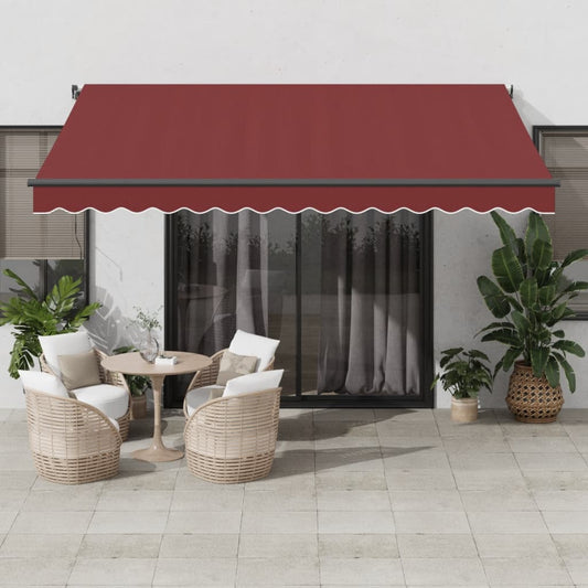 Tenda da Sole Retrattile Manuale con LED Bordò 400x350 cm | homemem39