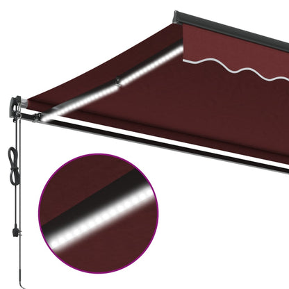 Tenda da Sole Retrattile Automatica con LED Bordò 400x350 cm | homemem39