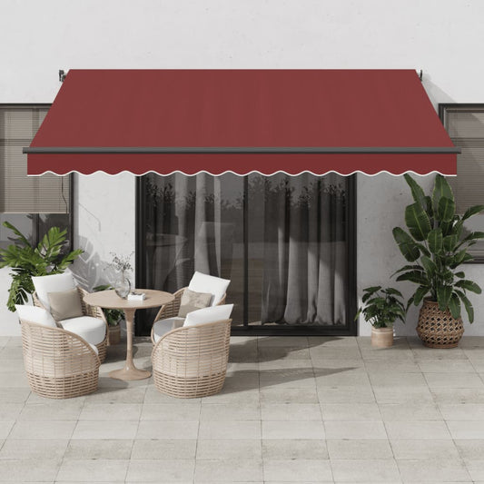 Tenda da Sole Retrattile Automatica con LED Bordò 400x350 cm | homemem39