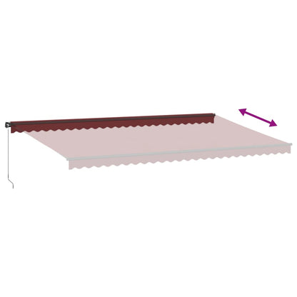 Tenda da Sole Retrattile Manuale con LED Bordò 600x350 cm | homemem39