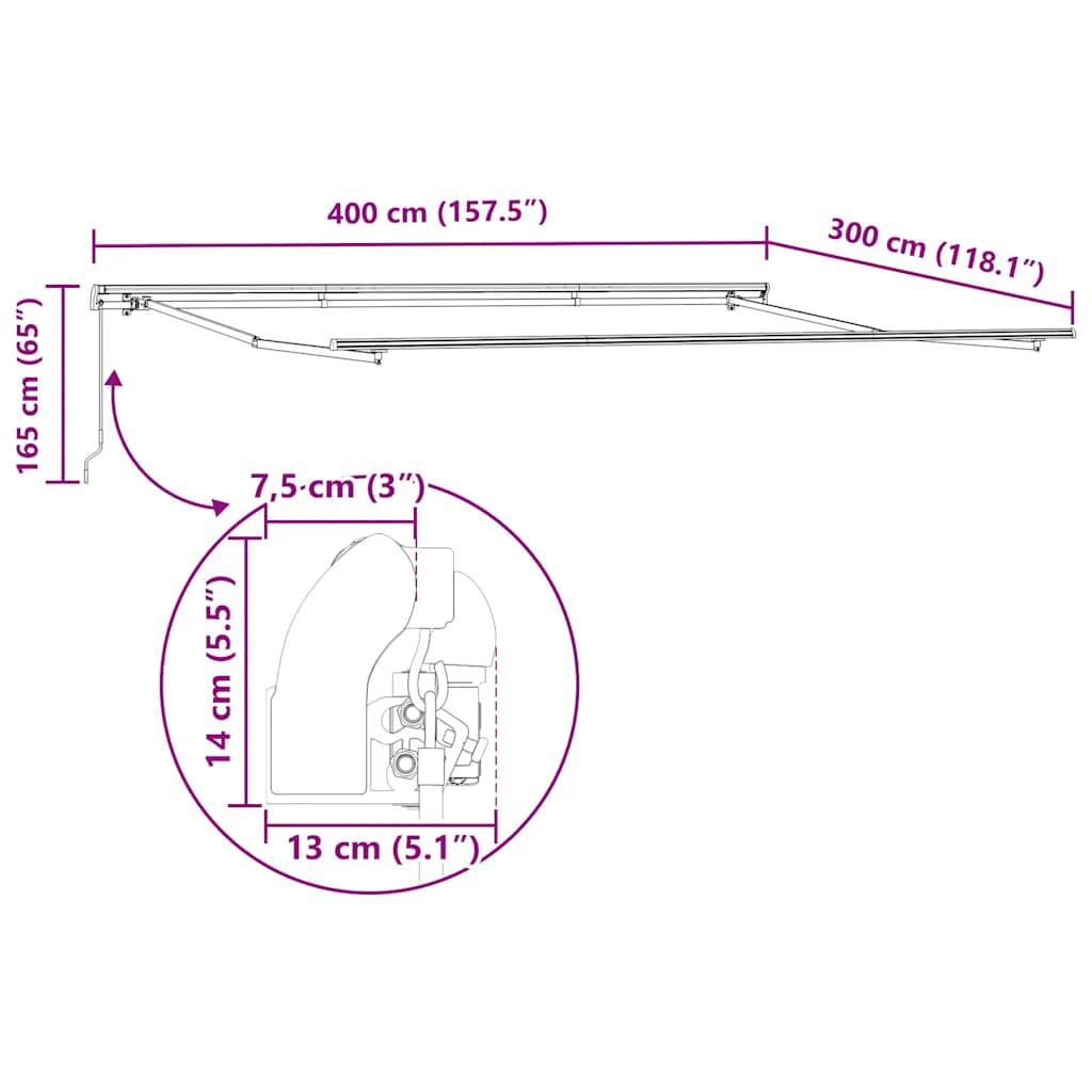 Tenda da Sole Retrattile Manuale Bordò 400x300 cm | homemem39