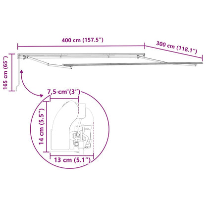 Tenda da Sole Retrattile Manuale Bordò 400x300 cm | homemem39
