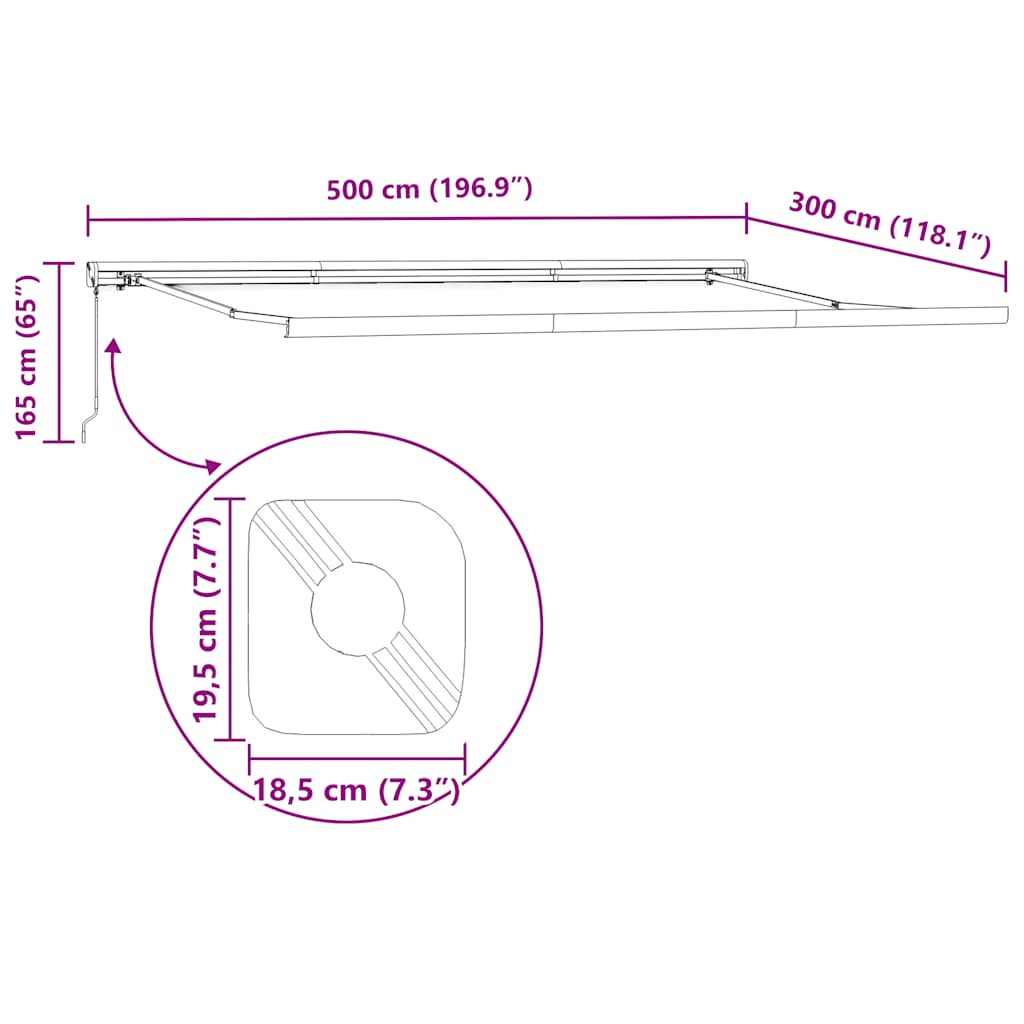 Tenda da Sole Retrattile Manuale Bordò 500x300 cm | homemem39