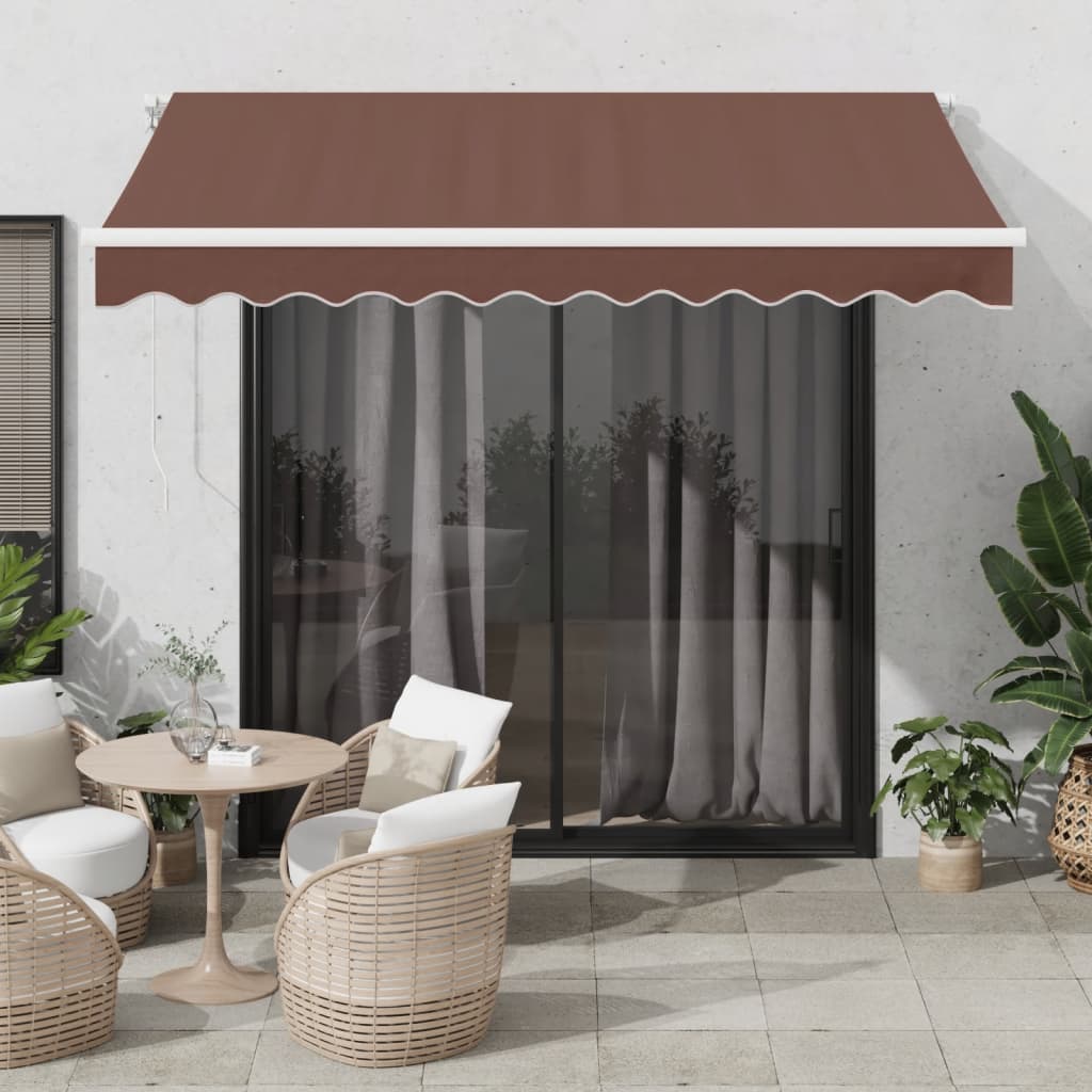 Tenda Retrattile Manuale con LED 300x250cm Marrone - homemem39