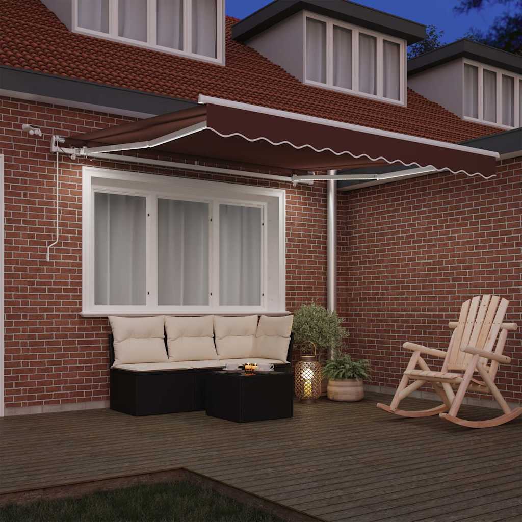 Tenda da Sole Retrattile Automatica con LED Marrone 300x250 cm | homemem39