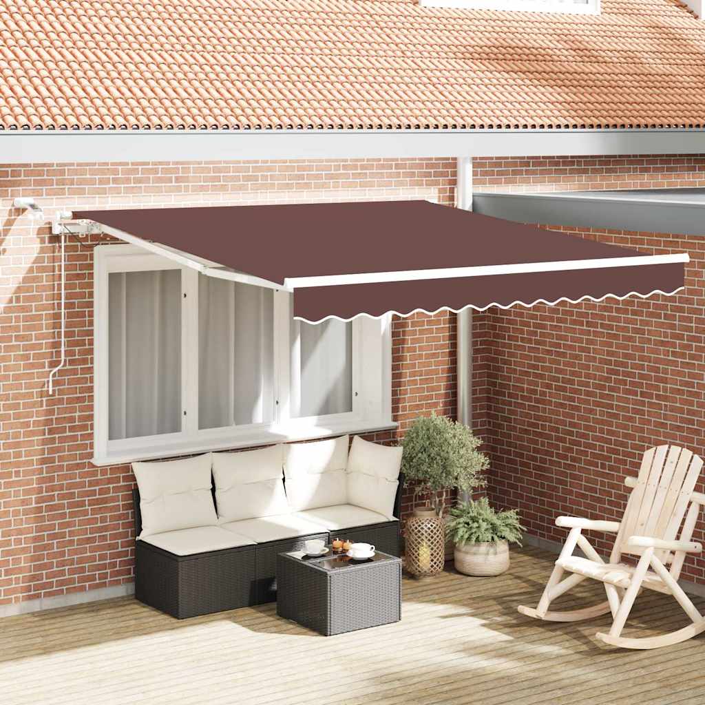 Tenda da Sole Retrattile Automatica con LED Marrone 300x250 cm | homemem39