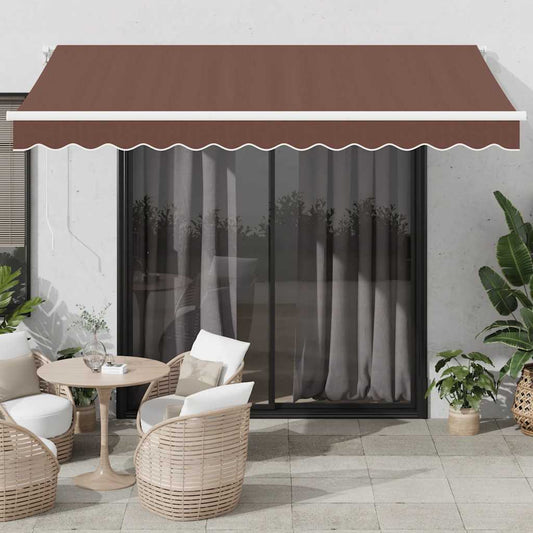 Tenda Retrattile Manuale con LED 350x250 cm Marrone | homemem39