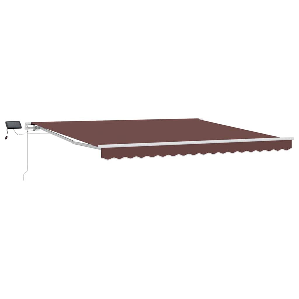 Tenda da Sole Retrattile Manuale con LED Marrone 400x300 cm