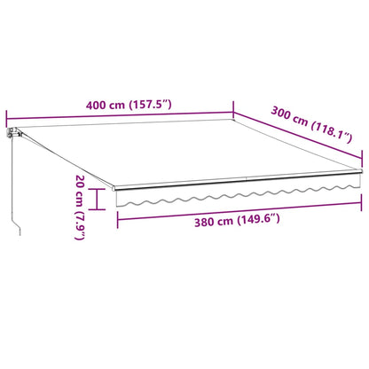 Tenda da Sole Retrattile Manuale con LED Marrone 400x300 cm