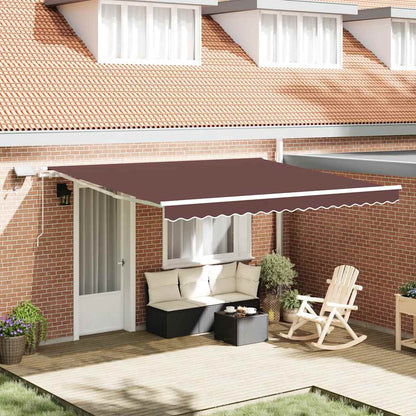 Tenda da Sole Retrattile Manuale con LED Marrone 400x300 cm