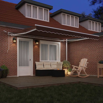 Tenda da Sole Retrattile Automatica con LED Marrone 400x300 cm | homemem39