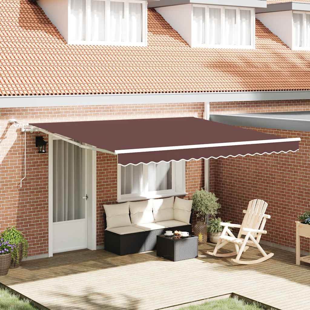 Tenda da Sole Retrattile Automatica con LED Marrone 400x300 cm | homemem39