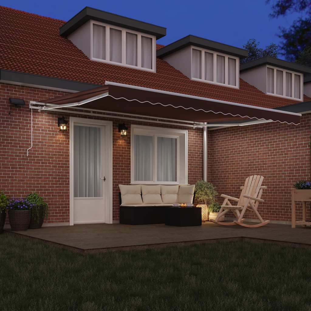 Tenda Retrattile Manuale con LED 450x300 cm Marrone