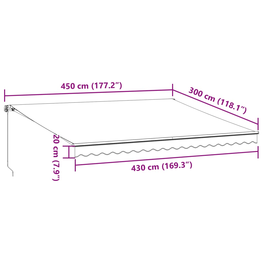 Tenda Retrattile Manuale con LED 450x300 cm Marrone - homemem39