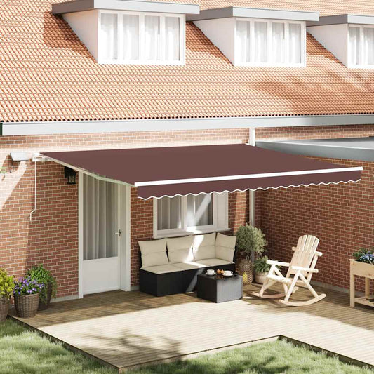 Tenda Retrattile Manuale con LED 450x300 cm Marrone | homemem39