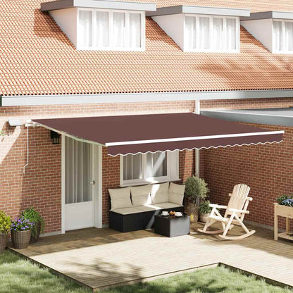 Tenda Retrattile Manuale con LED 450x300 cm Marrone