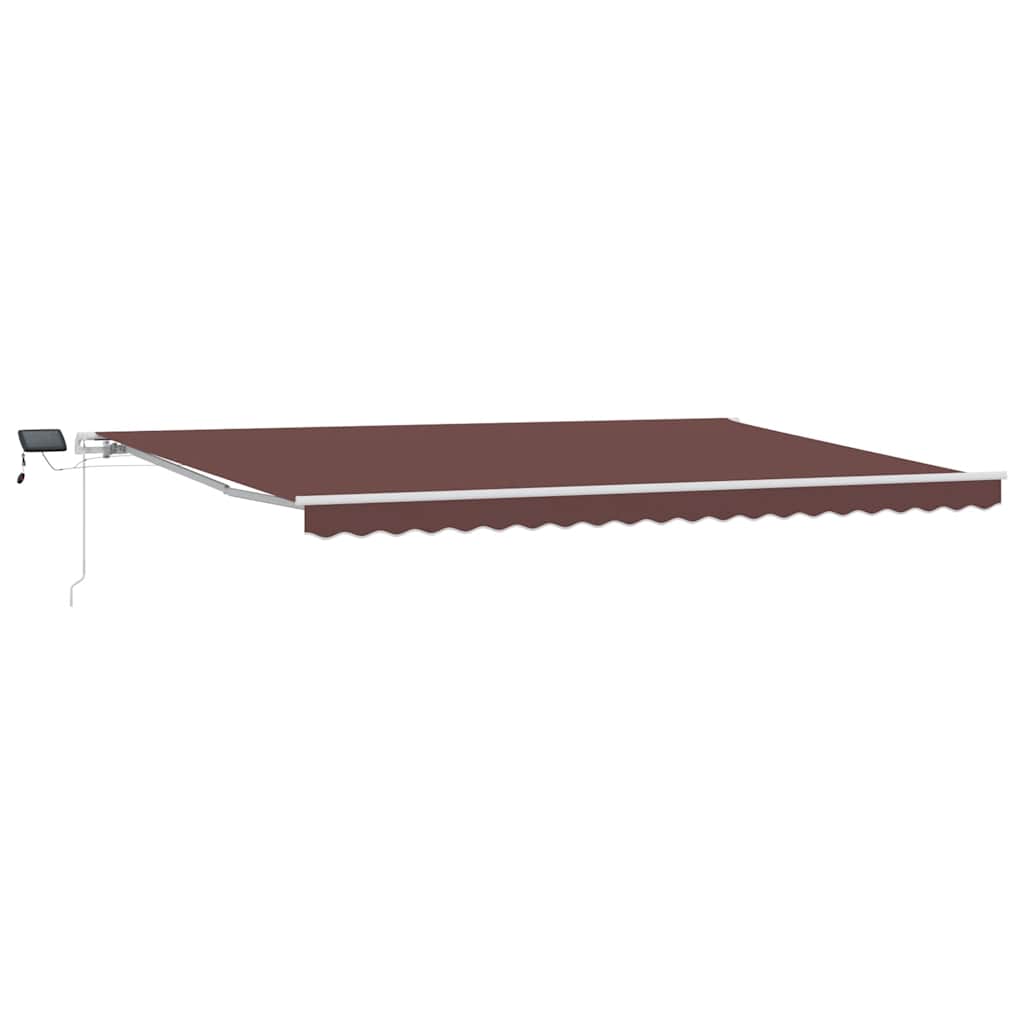 Tenda da Sole Retrattile Manuale con LED Marrone 500x300 cm
