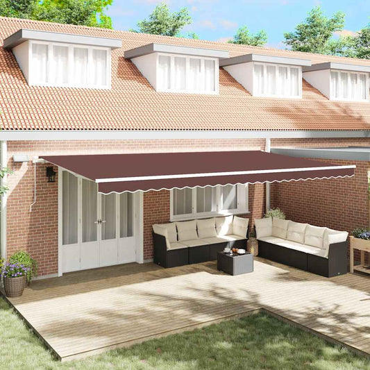 Tenda da Sole Retrattile Manuale con LED Marrone 600x300 cm | homemem39