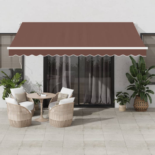 Tenda da Sole Retrattile Manuale con LED Marrone 400x350 cm | homemem39