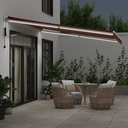 Tenda da Sole Retrattile Automatica con LED Marrone 400x350 cm | homemem39