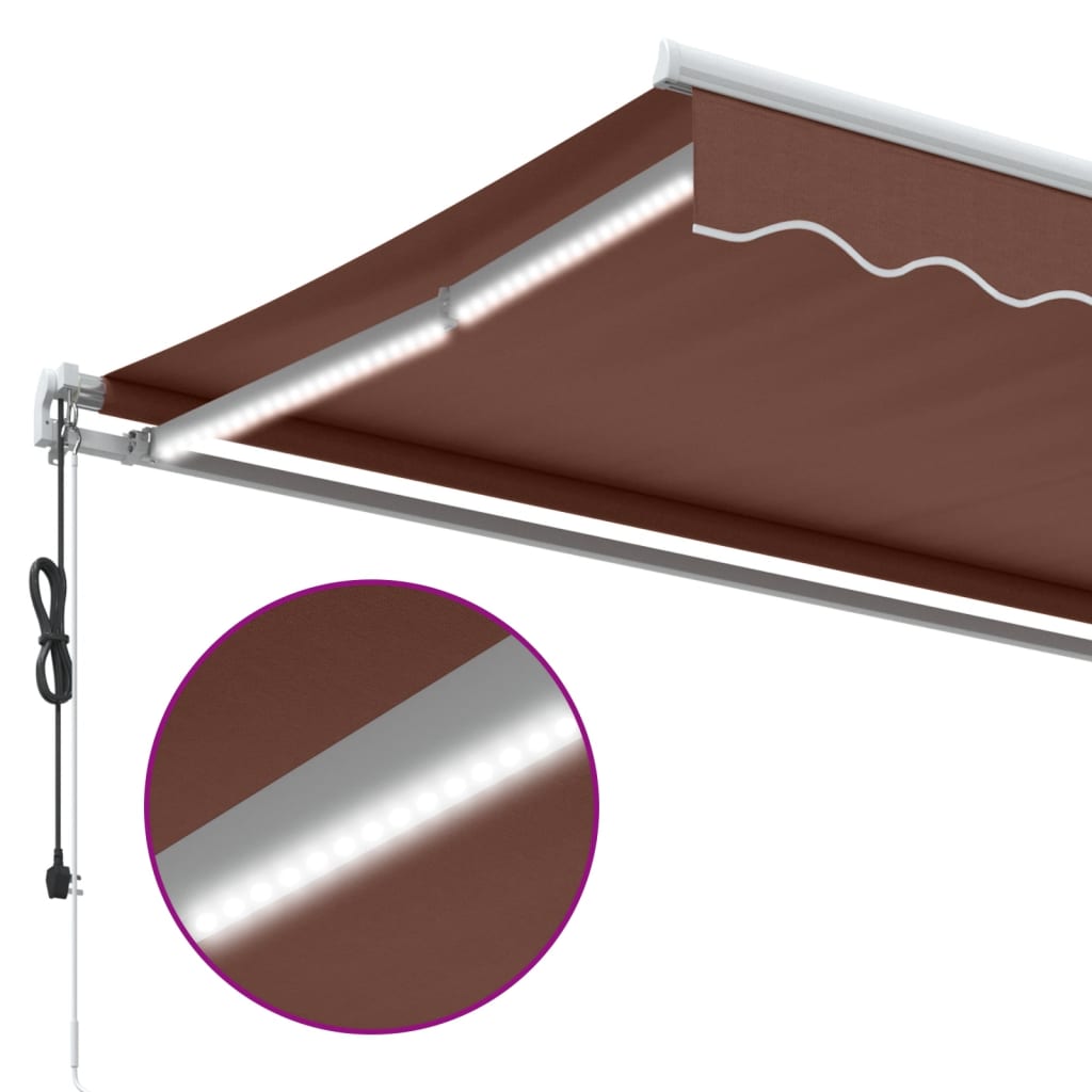 Tenda da Sole Retrattile Automatica con LED Marrone 400x350 cm | homemem39