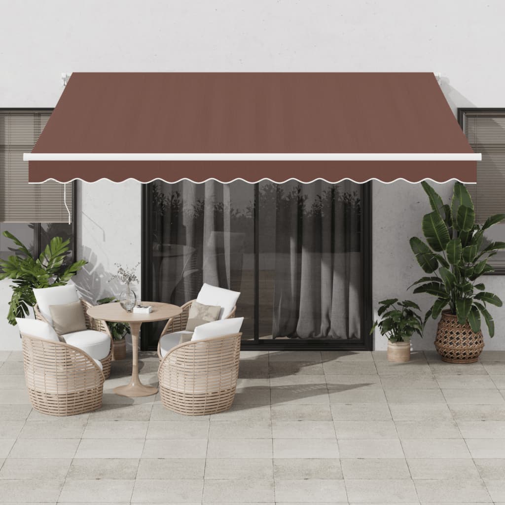 Tenda da Sole Retrattile Automatica con LED Marrone 400x350 cm | homemem39