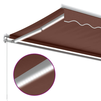 Tenda da Sole Retrattile Manuale con LED Marrone 500x350 cm | homemem39