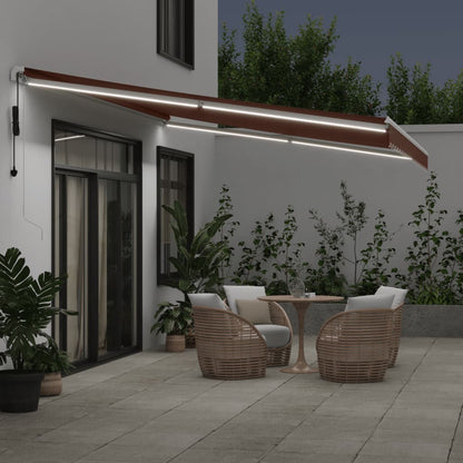Tenda da Sole Retrattile Automatica con LED Marrone 500x350 cm | homemem39